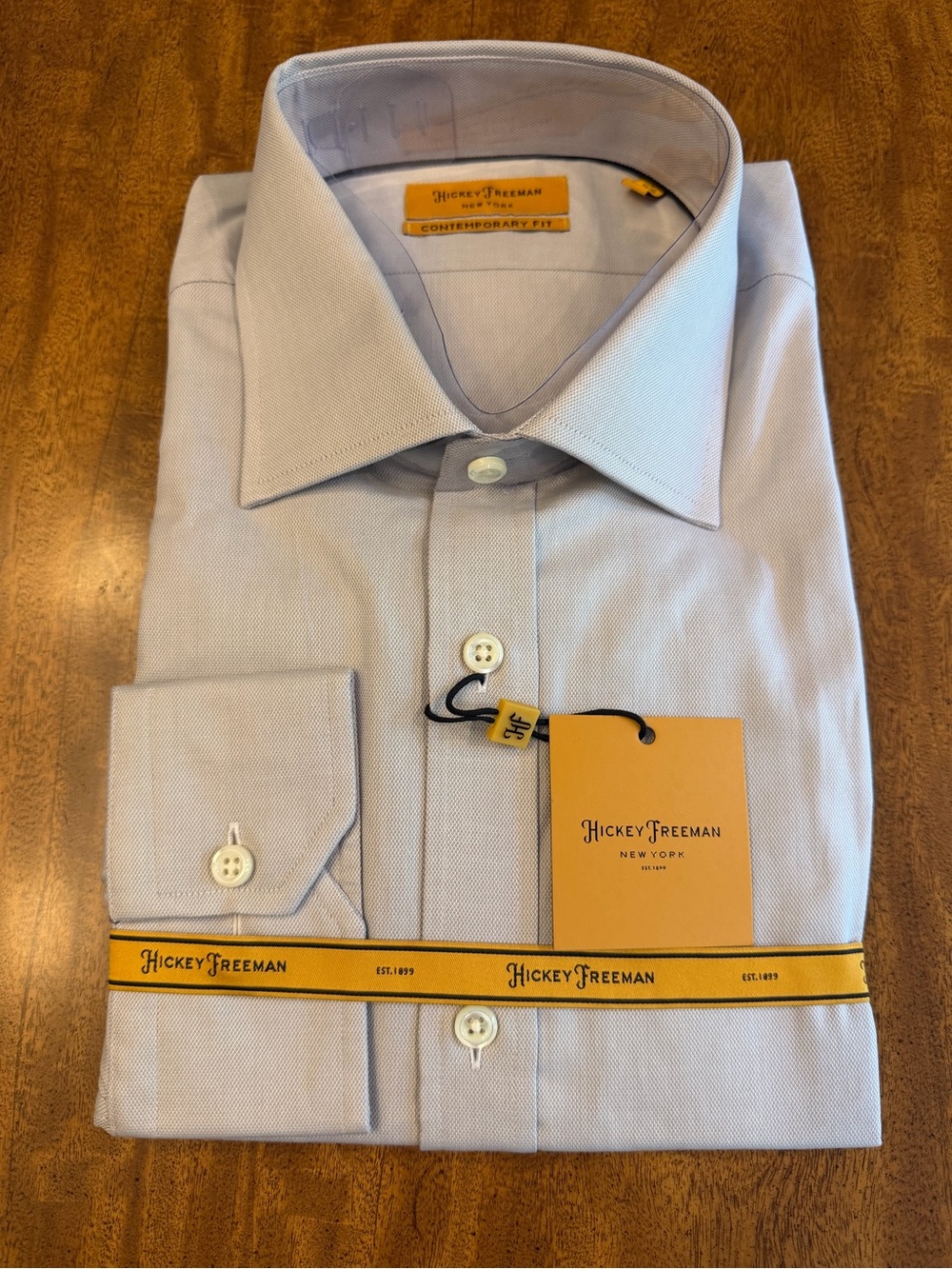 HICKEY FREEMAN men’s Grey Men's Dress Shirt - Contemporary/Modern Fit 17 34/35